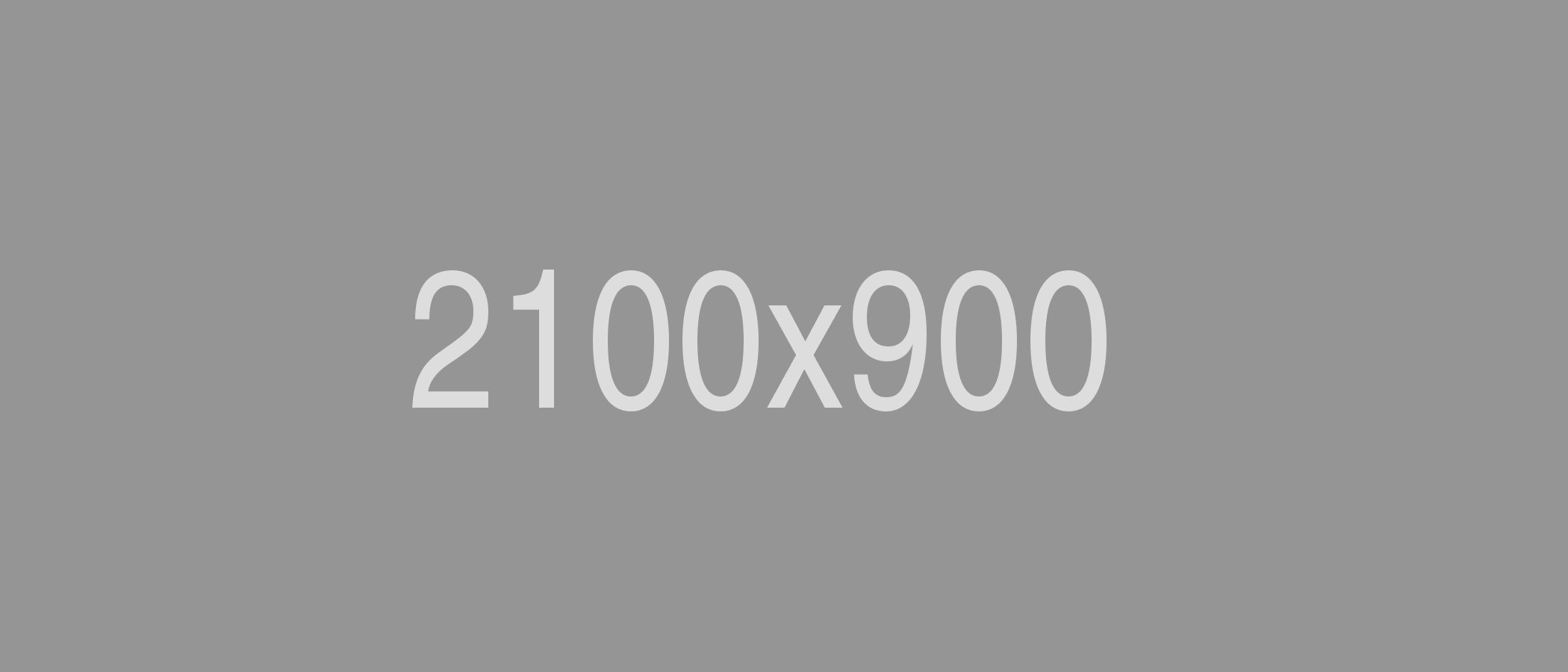 Ein graues Rechteck mit den Abmessungen und der Beschriftung „2100 x 900“ in weißem, zentriertem Text. - Hotel